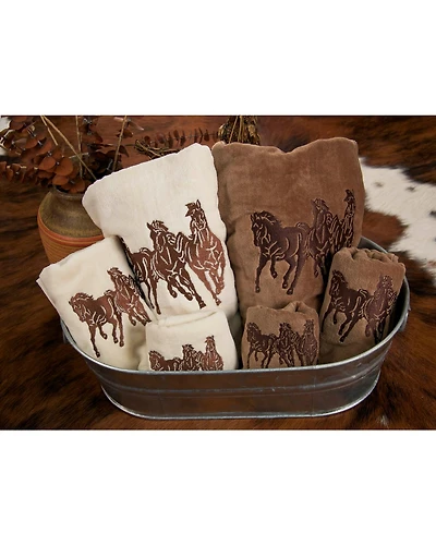HiEnd Accents Embroidered Horses Bath Towel Set - 3 Piece