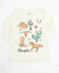 Wrangler Toddler Girls' Conversational Long Sleeve Graphic Shirt