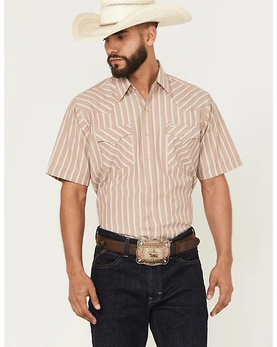 Ely Walker Men's Striped Short Sleeve Pearl Snap Western Shirt