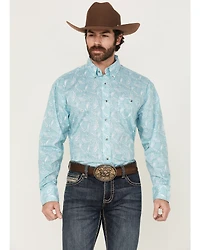 Wrangler Men's Paisley Print Long Sleeve Button-Down Stretch Western Shirt