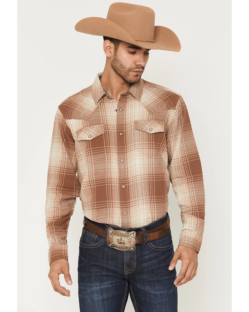 Cody James Men's Smoke Mountain Plaid Print Long Sleeve Snap Flannel Shirt