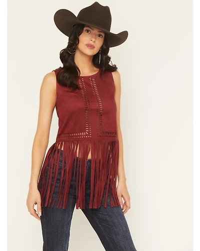 Idyllwind Women's Whitsett Cutout Faux Suede Fringe Tank Top