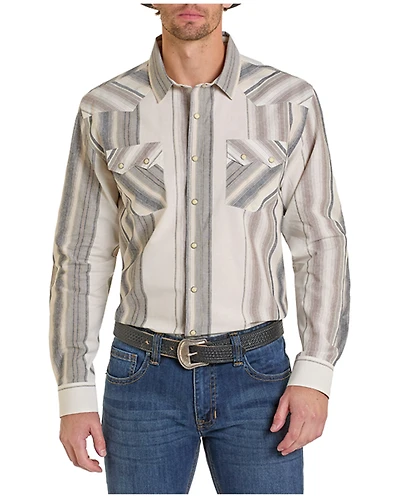 Panhandle Men's Vintage Stripe Print Long Sleeve Snap Western Shirt