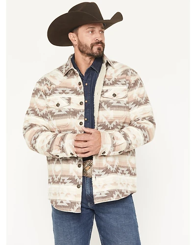 Cody James Men's Emmons Sherpa Lined Southwestern Striped Flannel Shirt Jacket