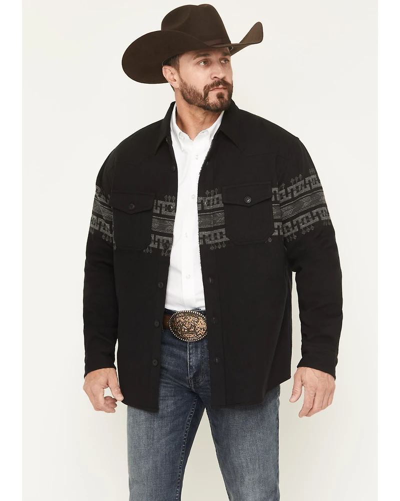 Cody James Men's Southwestern Border Print Sherpa Lined Flannel Shirt Jacket