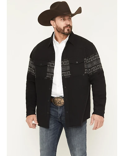 Cody James Men's Southwestern Border Print Sherpa Lined Flannel Shirt Jacket
