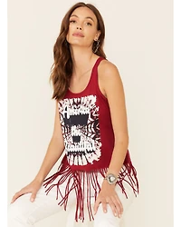 Shyanne Women's America The Beautiful Graphic Fringe Tank Top
