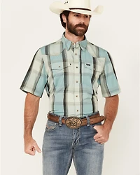 Wrangler Men's Plaid Print Short Sleeve Performance Western Shirt