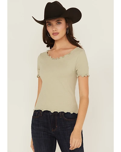 Fornia Women's Jacquard Lettuce Edge Top