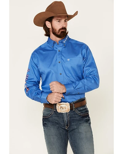 Ariat Men's Blue Team Logo Button Long Sleeve Western Shirt