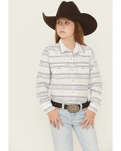 Ariat Girls' Geo Striped Long Sleeve Snap Western Shirt