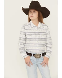 Ariat Girls' Geo Striped Long Sleeve Snap Western Shirt