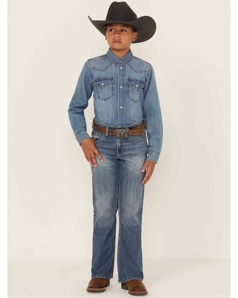 Cody James Boys' Newman Medium Wash Relaxed Bootcut Comfort Stretch Denim Jeans