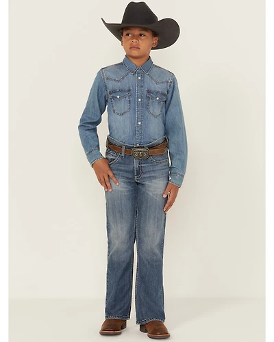 Cody James Boys' Newman Medium Wash Relaxed Bootcut Comfort Stretch Denim Jeans