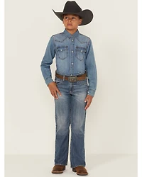 Cody James Boys' Newman Medium Wash Relaxed Bootcut Comfort Stretch Denim Jeans