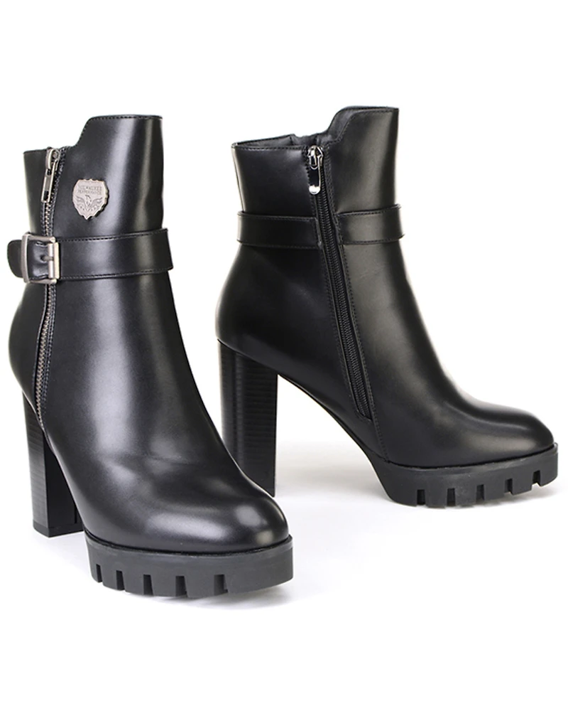Milwaukee Leather Women's Side Zipper Entry High Heel Boots - Round Toe