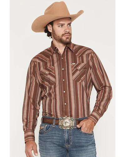 Ely Walker Men's Stripe Print Long Sleeve Snap Western Shirt