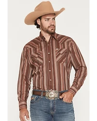 Ely Walker Men's Stripe Print Long Sleeve Snap Western Shirt