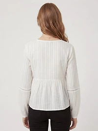 long sleeve dobby blouse