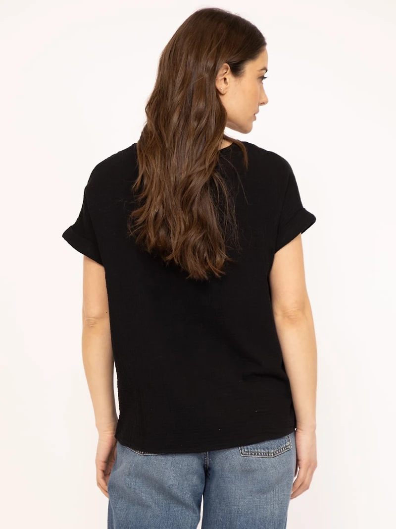 v-neck double gauze top