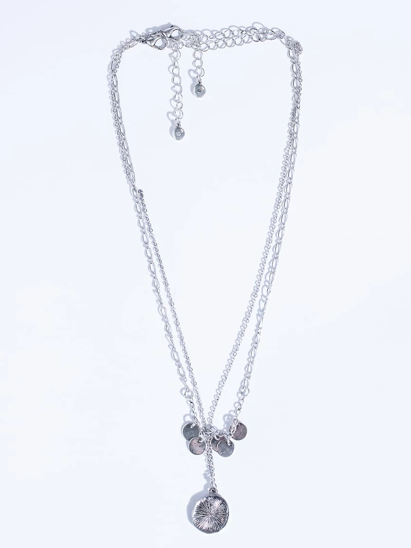 rose coin double layer necklace
