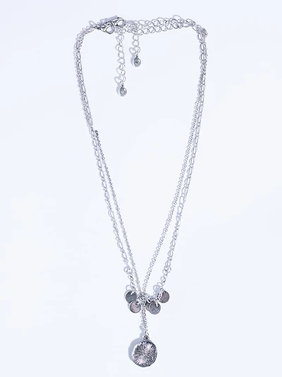 rose coin double layer necklace