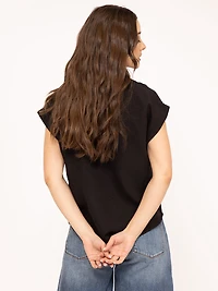 v-neck linen textured top