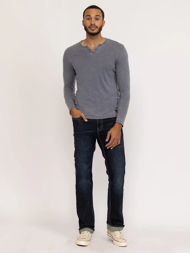 acid wash henley tee