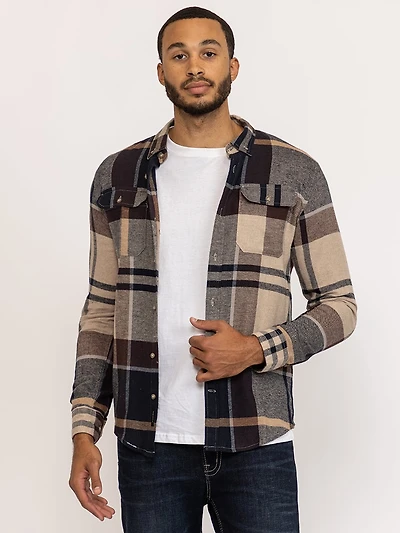 plaid flannel shirt with flap pockets