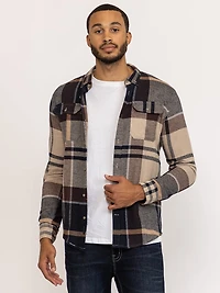 plaid flannel shirt with flap pockets