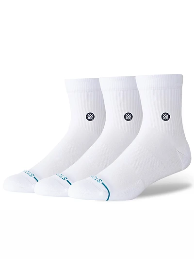 icon quarter sock 3pk white