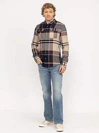plaid flannel shirt with flap pockets