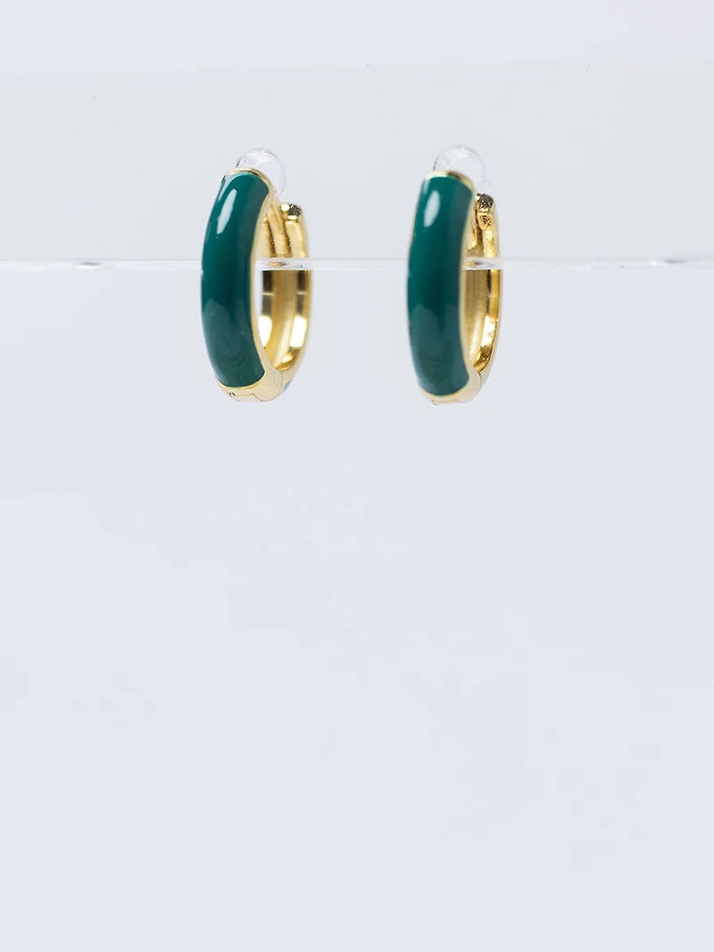 candy huggie earrings forest green