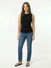 high neck ruched tank