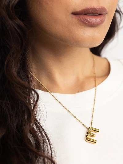 helium bubble initial necklace "E"
