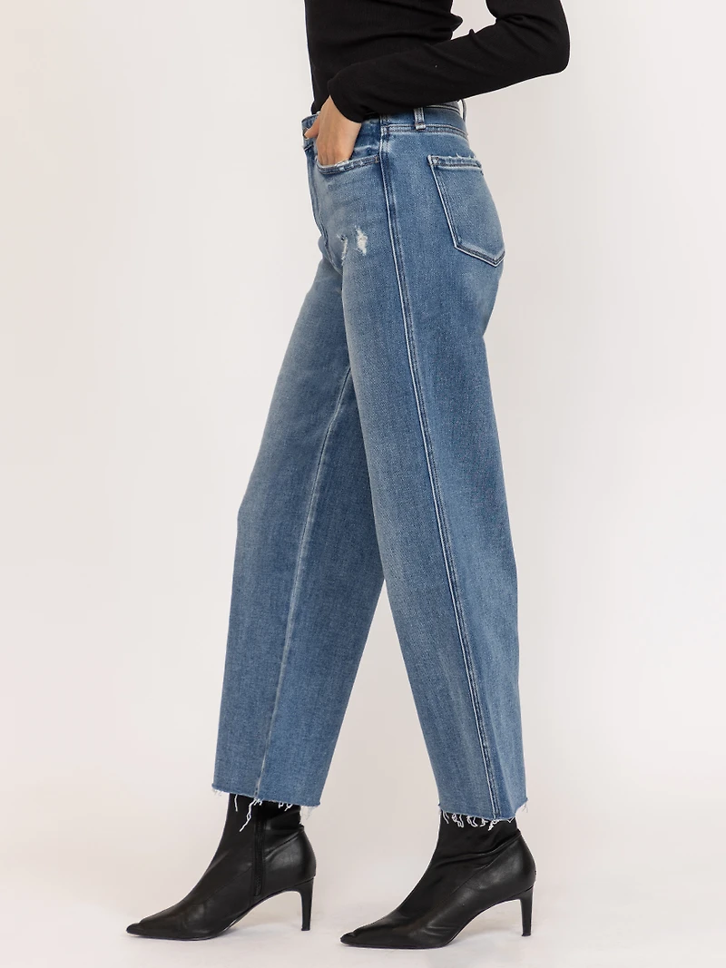 high rise slim wide leg jean