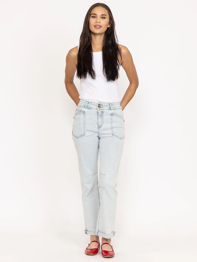 hickory stripe cropped jean light authentic