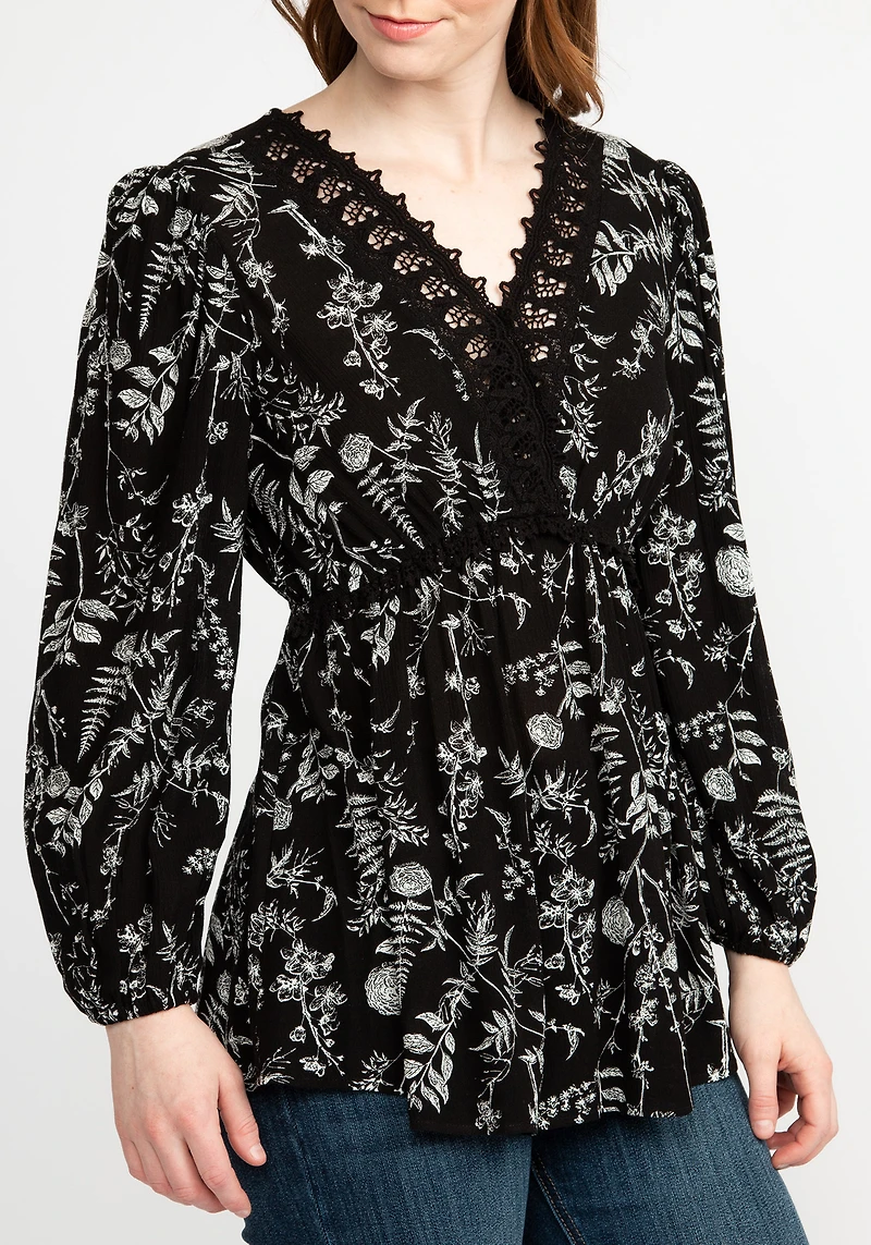 vienna crochet trim peasant blouse
