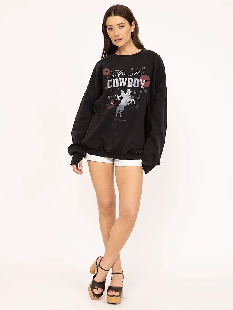 kiss me cowboy oversized crewneck