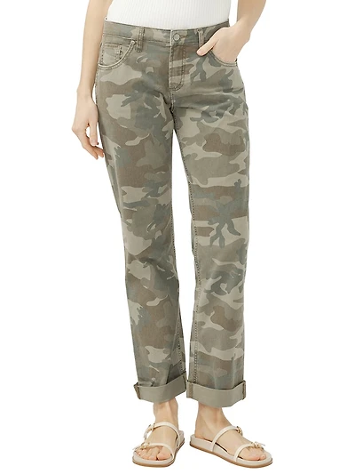 Chelsea Mid Rise Straight Leg Camo Jeans