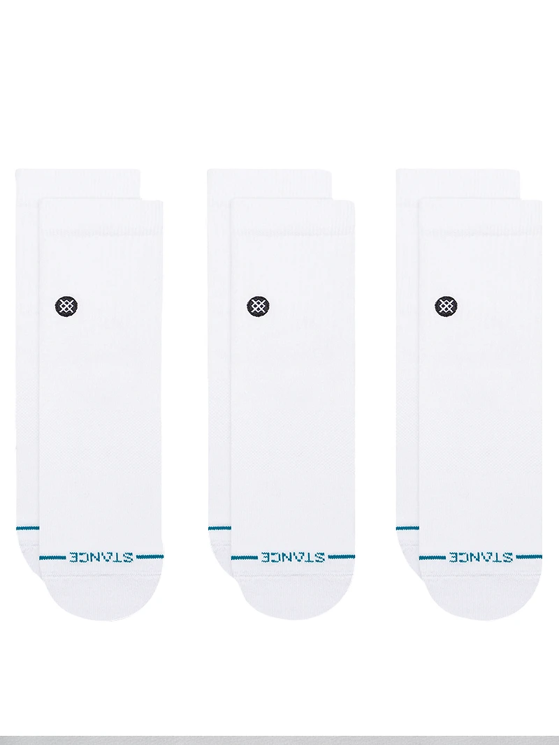 icon quarter sock 3pk white
