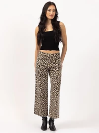 leopard print cropped wide leg jean