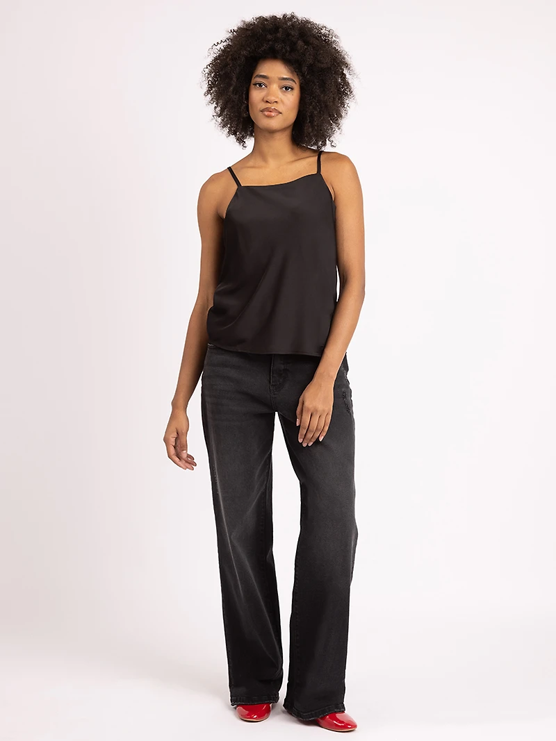 nicki square neck satin top