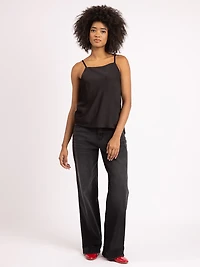 nicki square neck satin top