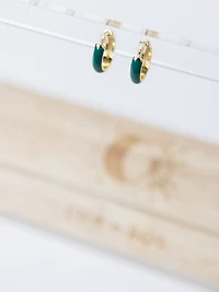 candy huggie earrings forest green