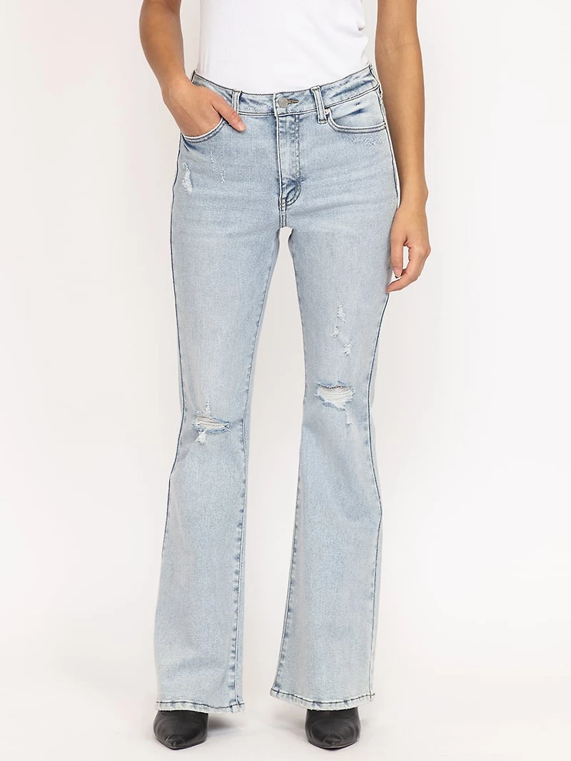 high rise flare jean light authentic