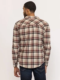 plaid flannel shirt with flap pockets