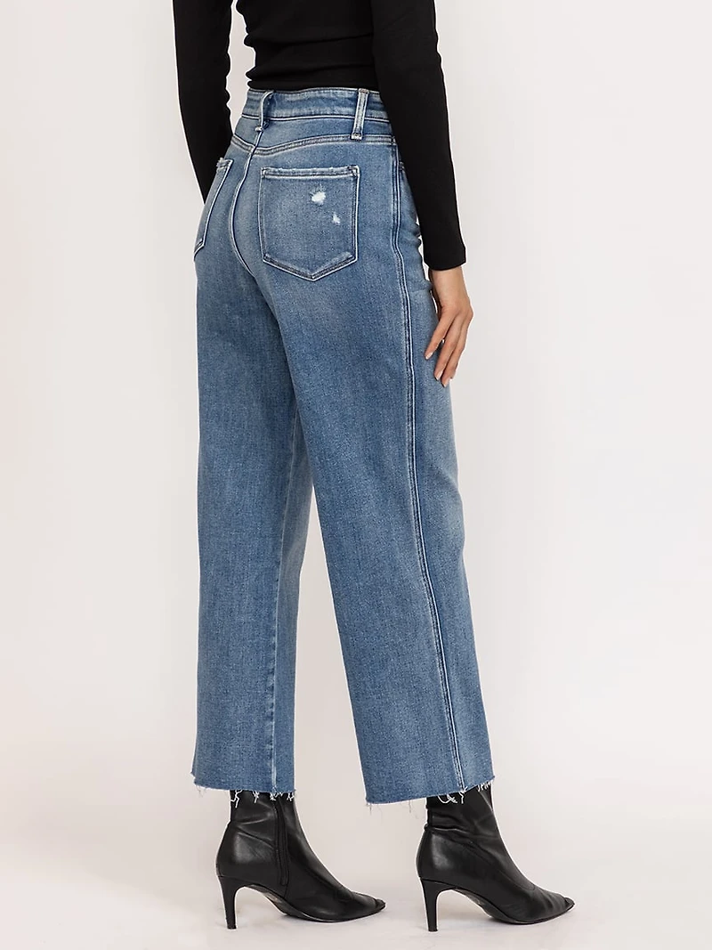 high rise slim wide leg jean