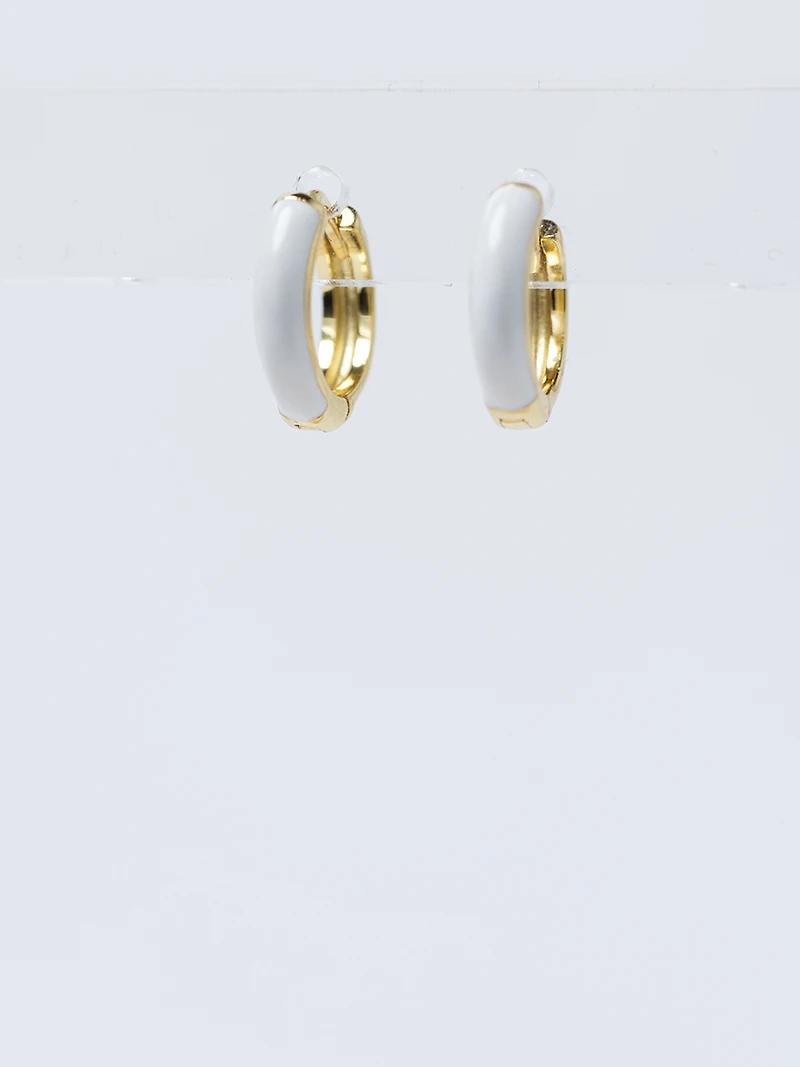 candy huggie earrings white