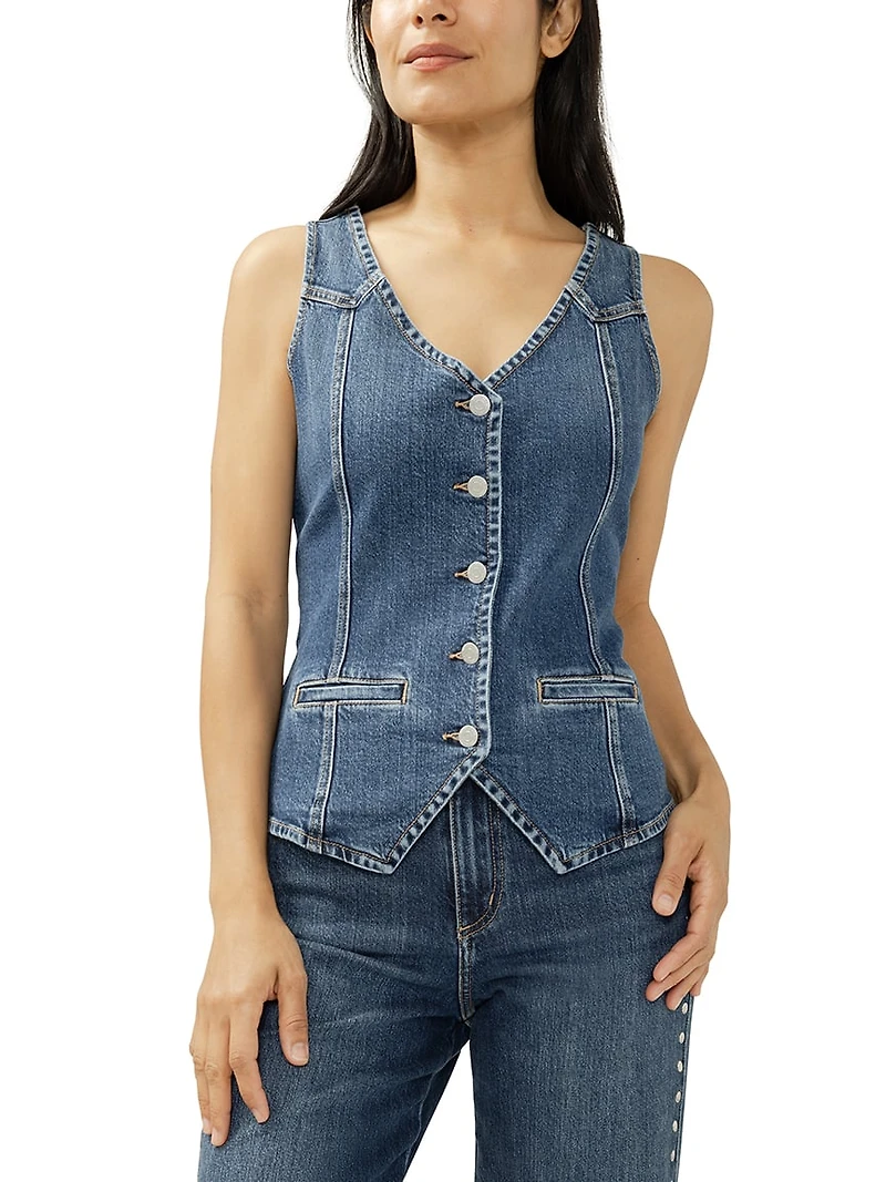 long denim vest